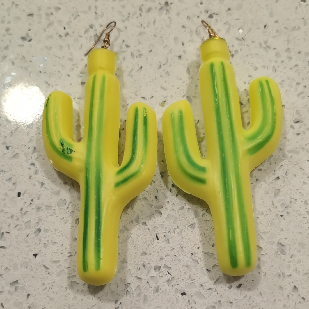Yellow and Green Cactus Earrings